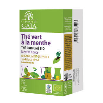 Infusettes thé vert parfumé à la menthe douce bio - Thé vert Menthe