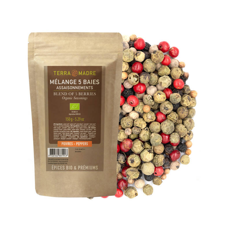 Mélange de poivres bio 5 baies