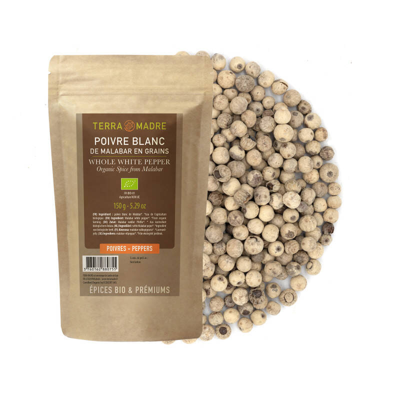 Organic Malabar white peppercorns