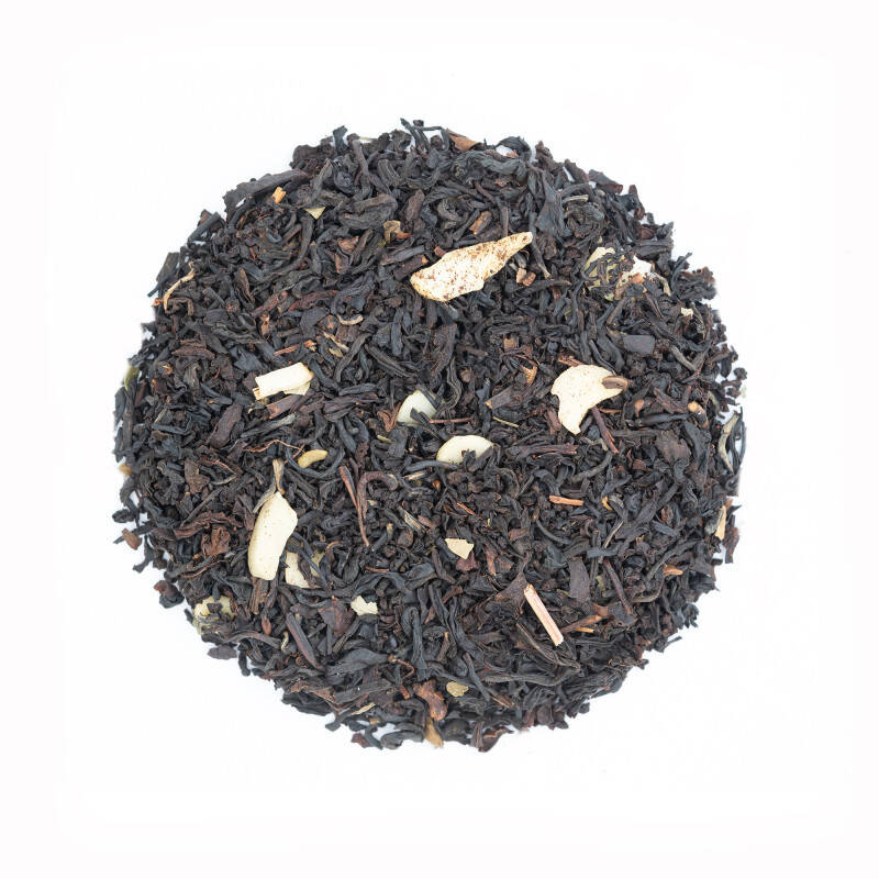 Organic black tea with almond - In the shade of the almond trees