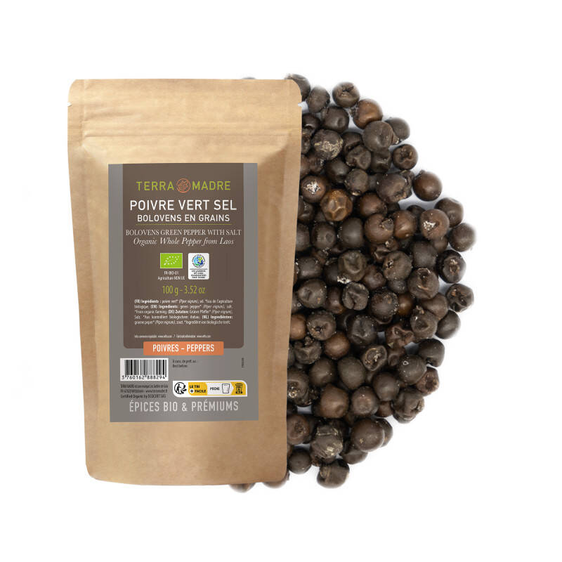 Poivre vert sel Bolovens bio