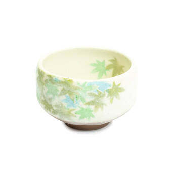 Matcha Bowl Green Leaves - Stoneware - Chawan - 230 ml