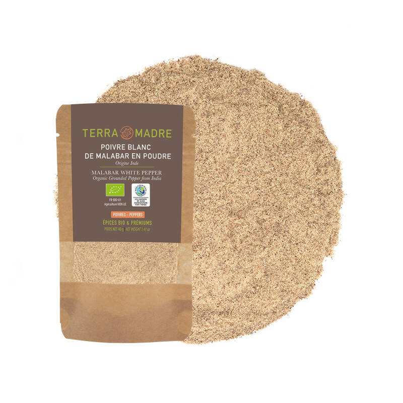 Poivre blanc de Malabar en poudre bio