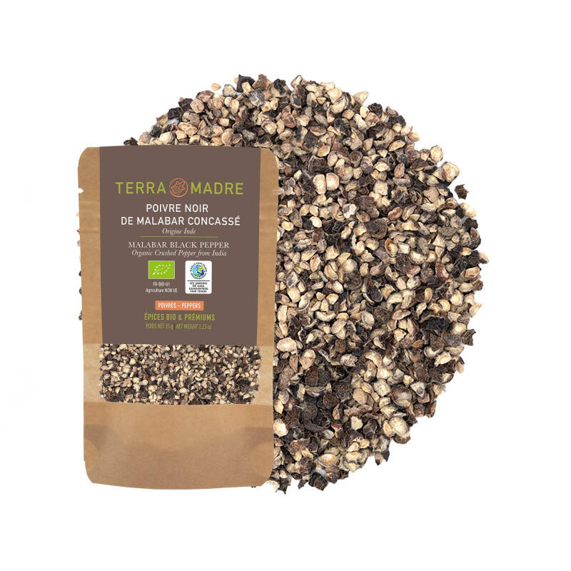 Organic cracked Malabar black pepper