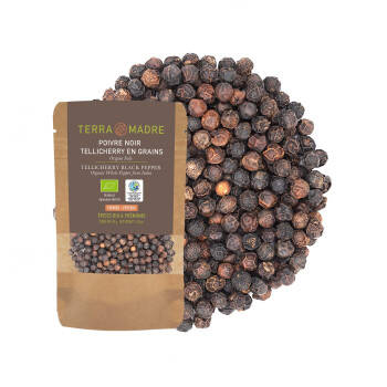 Poivre noir Tellicherry bio très gros grains - 50 g