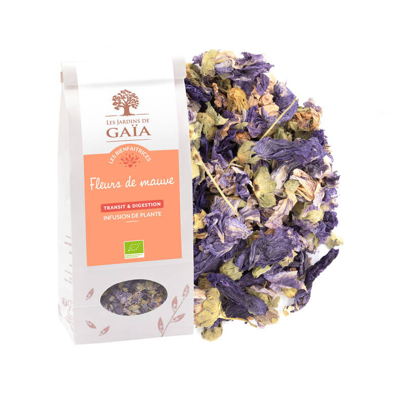 Mallow flower herbal tea for transit and digestion