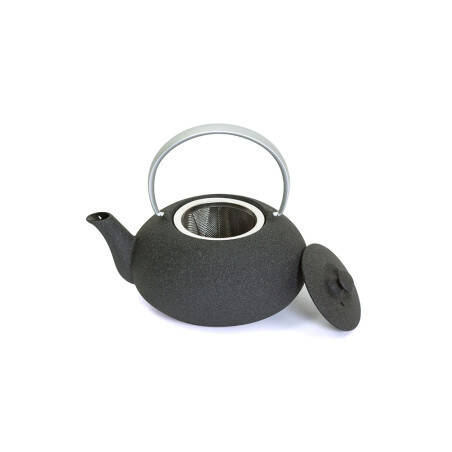 Théière en fonte Fuku - 0.375 L - Grise avec anse argentée aluminium Théière en fonte Fuku - 0.375 L - Grise avec anse argentée aluminium