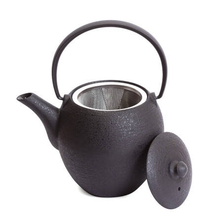 Théière en fonte Mayu - 0.55 L - Noire avec anse noire en aluminium Théière en fonte Mayu - 0.55 L - Noire avec anse noire en aluminium