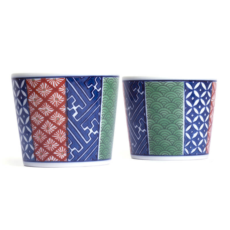 Soba Cups - Geometric patterns - Porcelain - Set of 2 - 175 ml