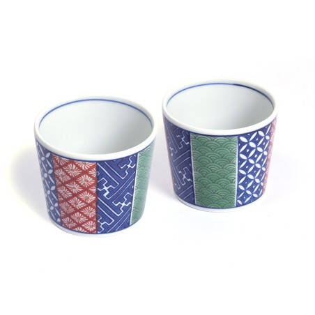 Soba Cups - Geometric patterns - Porcelain - Set of 2 - 175 ml Soba Cups - Geometric patterns - Porcelain - Set of 2 - 175 ml