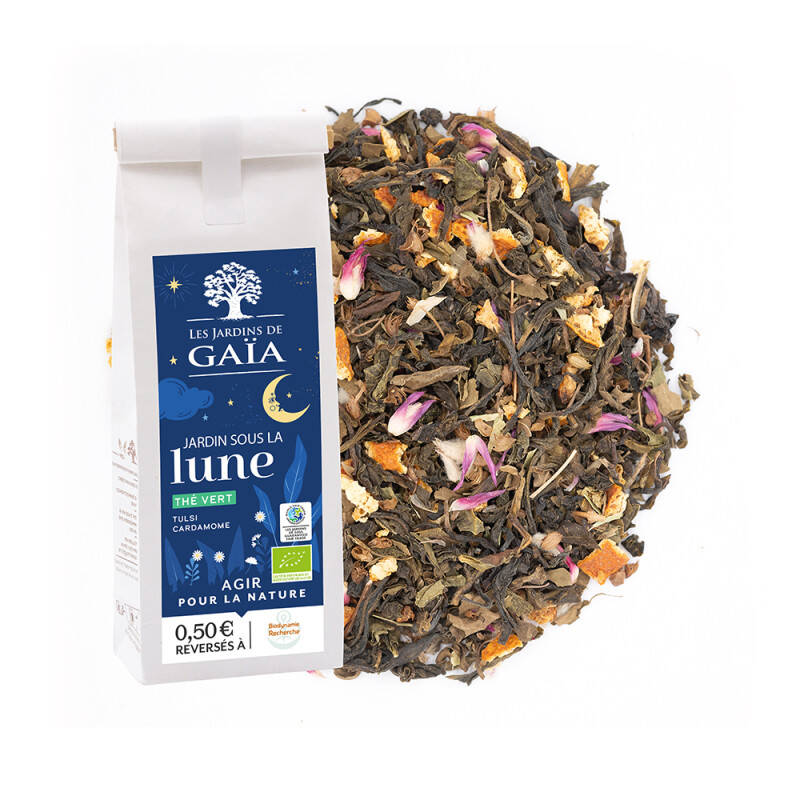Organic green tea with tulsi and cardamom - Moonlit garden