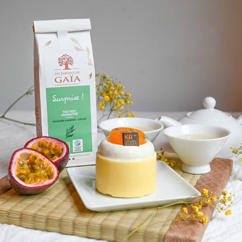 Thé vert saveurs passion et cacao - Surprise !