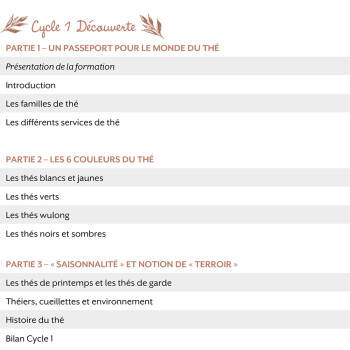 Tea sommelier course - Cycle 1