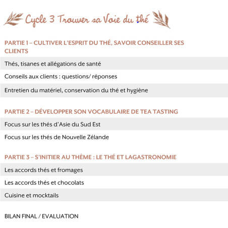 Cycle 3 du cursus de sommelier de thé - Ecole de thé Cycle 3 du cursus de sommelier de thé - Ecole de thé