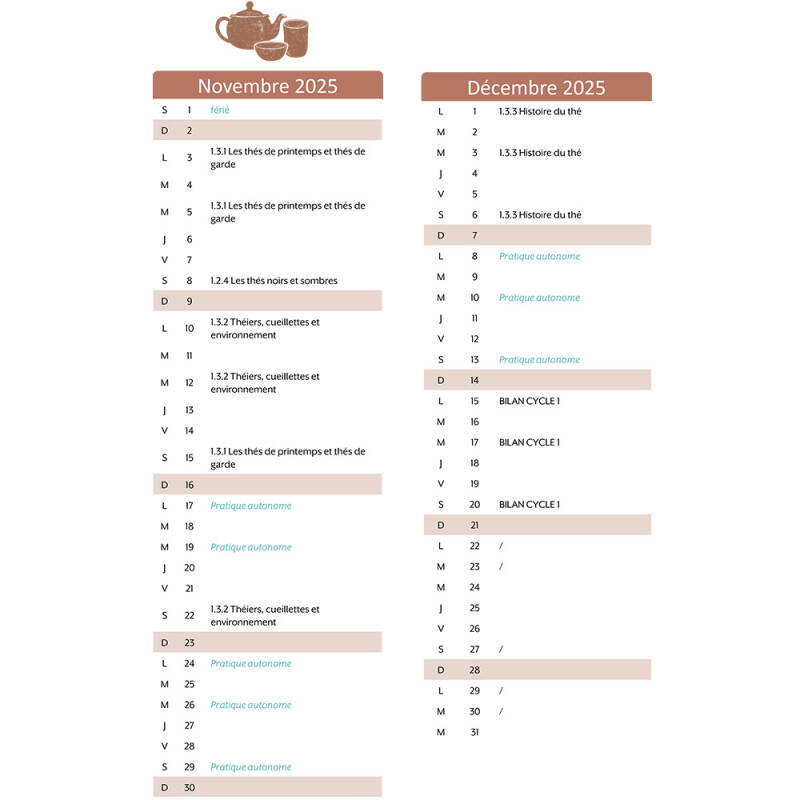 Tea sommelier course - Cycle 1