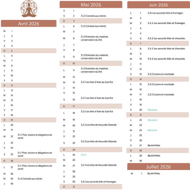 Tea sommelier course - Cycle 3