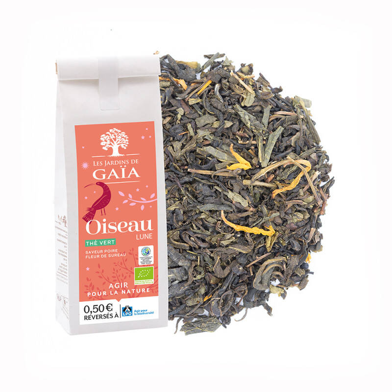 Thé vert bio saveurs poire & fleur de sureau - Oiseau Lune