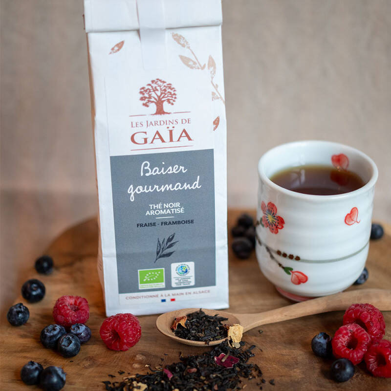 Thé noir à la fraise et framboise - Baiser gourmand