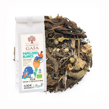 Thé blanc aromatisé poire, pomme et poivre vert - Papillons Blancs