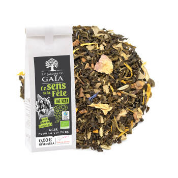 Thé vert aromatisé rose, amande et cannelier - Le sens de la fête