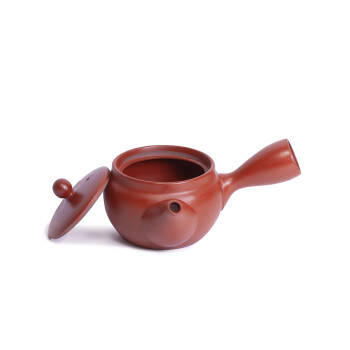 Red Kyusu teapot with white plum blossoms
