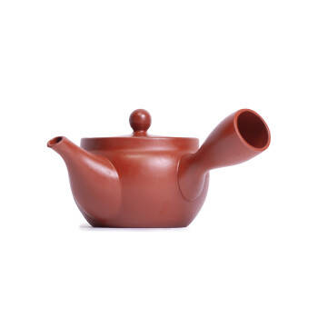 Red Kyusu teapot with white plum blossoms