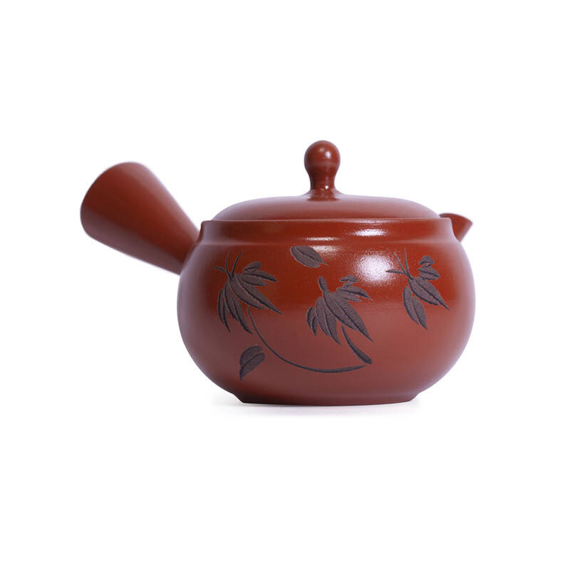 Théière Kyusu - Rouge avec gravures - Céramique - 260 ml