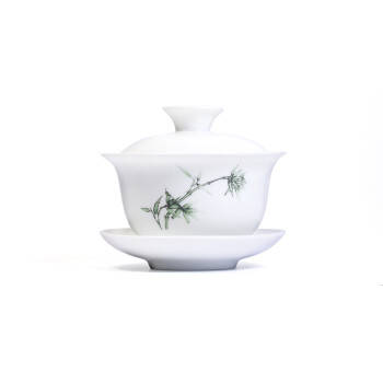 Gaiwan bamboo motif - Hand made from Chinese porcelain - 170 ml