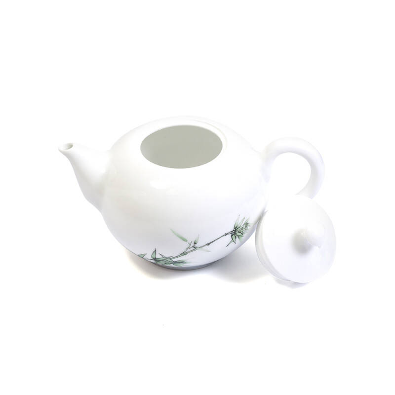 Théière ronde - Bambou - Fait main en porcelaine de Chine - 280 ml