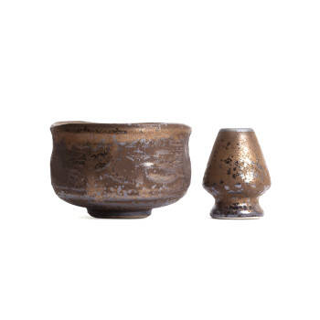 Matcha bowl + whisk rest Brown/Gold - Ceramic