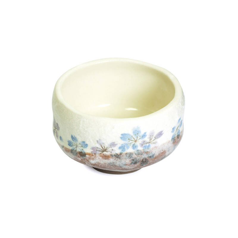 Bol à Matcha Fleurs Bleues - Grès - Chawan - 230 ml