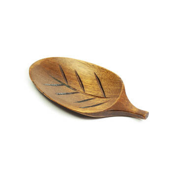 Cuillère doseuse en bois clair - Motif feuille
