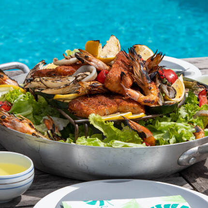 Seafood parillada and grilled vegetables recipe