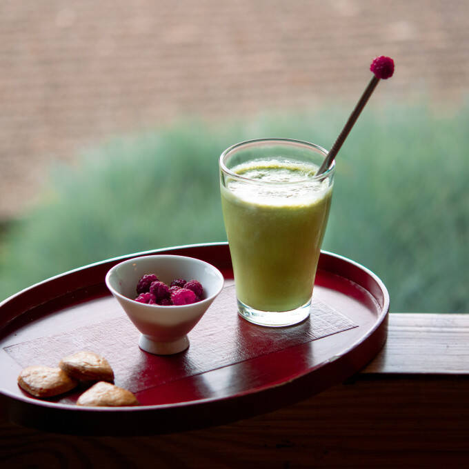 Matcha Latté au lait de riz et au lait de coco
			                    